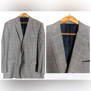 Brooks Brothers 1818 Madison fit gray and blue plaid blazer / suit jacket 44L